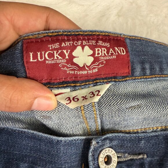 Lucky Brand 361 Vintage Straight Jeans Men's 36x32 Blue Cotton5 Pocket Logo - Picture 12 of 16